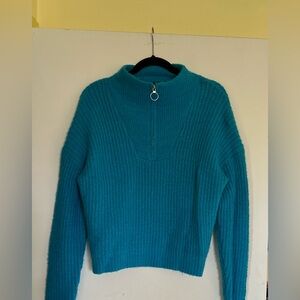 Blue half zip up sweatshirt